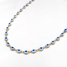 Cargar imagen en el visor de la galería, DENMAMX Collar ojo turco blanco con azul
