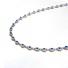 Cargar imagen en el visor de la galería, DENMAMX Collar ojo turco blanco con azul
