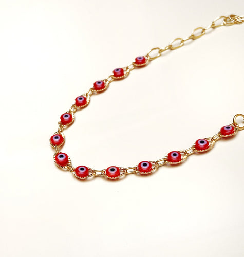 DENMAMX Pulsera ojo turco roja