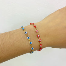 Cargar imagen en el visor de la galería, Pulsera ojo turco blanco con azul
